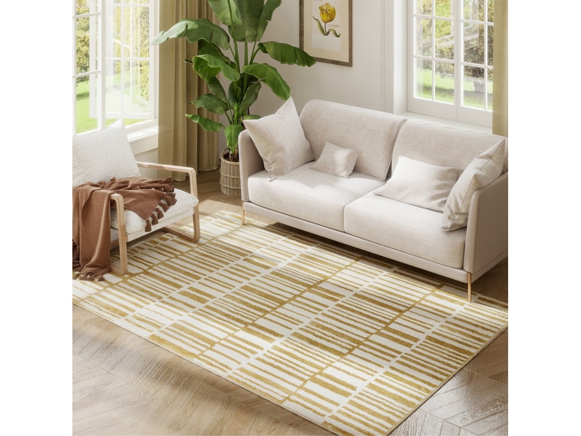 Tapete Polipropileno Cor Branco de Alto Brilho 170x120x1,5 cm Homcom