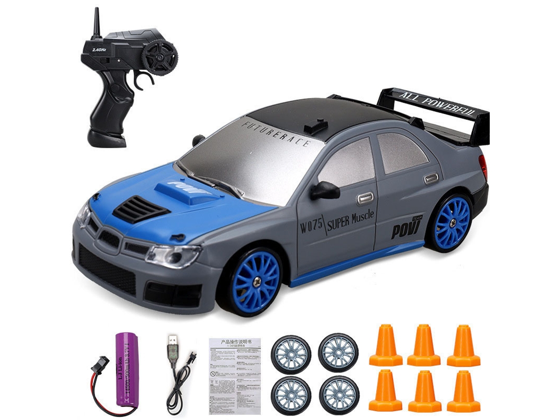 1/24 4wd 2.4ghz Rc Carro De Corrida De Drift Com Luzes Led, Carro De Controle Remoto De Alta Velocidade, 15 Km/h Digitallab (cinza)