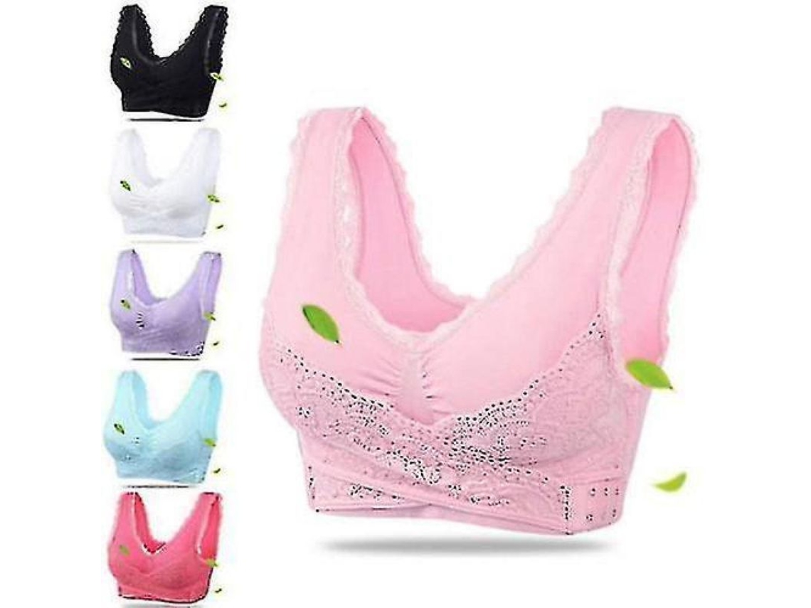2026-conjunto De 2 Sutiãs Sem Costuras E Sem Arcos Para Mulher, Suporte Elevado, Confortável E Respirável L Negro Blanco