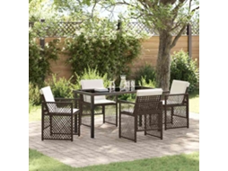 Vidaxl Conjunto De Jantar Para Jardim 5 Unid. Castanho Vime Pe