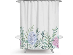 Cortina De Duche Rare Em Poliéster 180x180 Cm - Folhas Verdes E Flores