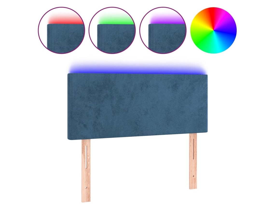Led Headboard, Led Headboards Vidaxl Azul Veludo (100 X 5 X 78/88 Cm)