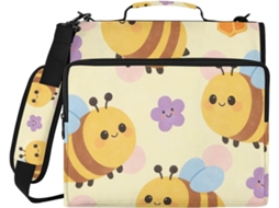 Pasta organizadora de 3,8 cm com estampa Abelha e Flor, com alça removível, fácil de transportar, ideal para...