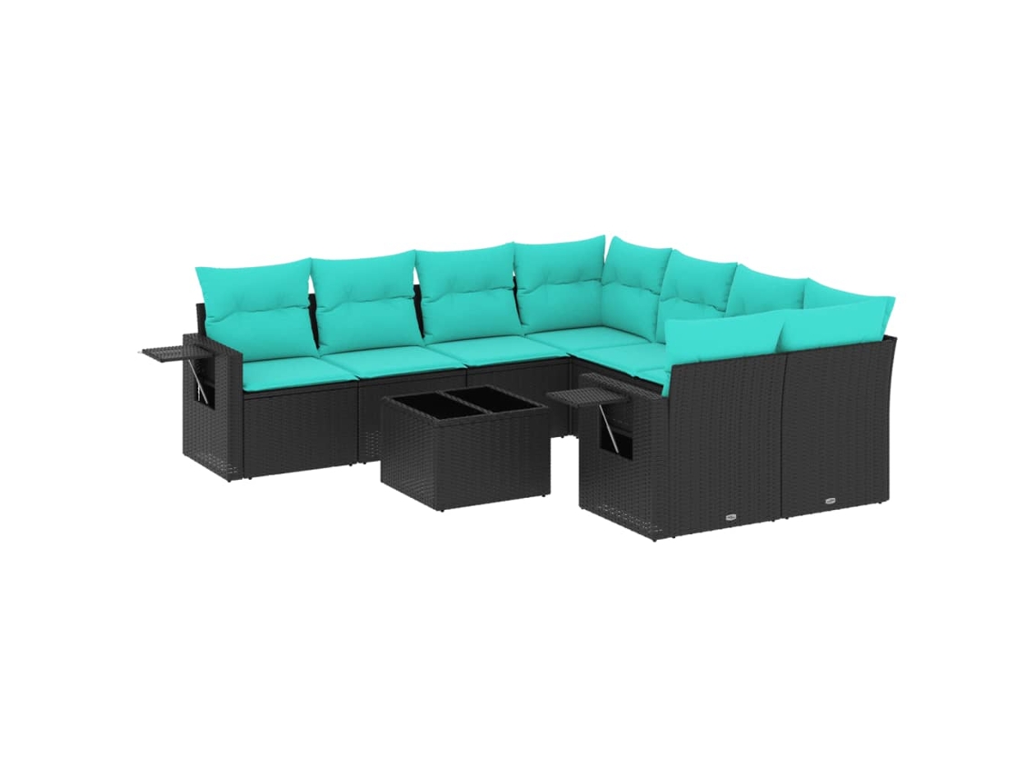 Conjunto de Sofá de Jardim, 5 Peças, Almofadas, Rattan Preto MAISON EXCLUSIVE
