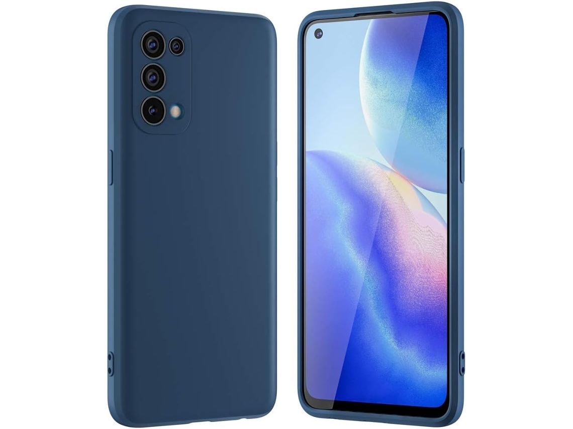 Capa Proteção Leve Quedas para Oppo Reno 5 HONGWE. Silicone Textura Macia Anti-Choque Resistente Azul