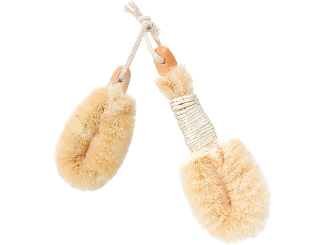 Conjunto De 2 Escovas Corporais Fibra Sisal Natural, Escovas Ergonômicas Esfoliantes Para Limpeza Suave E Escova De