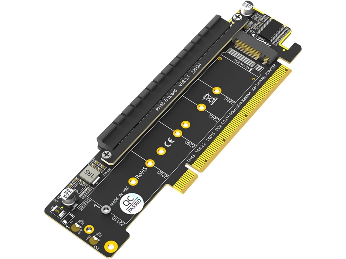 Adaptador Nvme Pcie De 2 Slots Com Indicadores Led Para Mostrar A