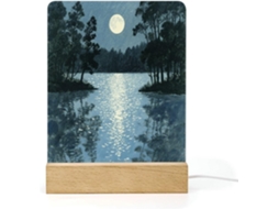 Luminária noturna de LED com efeito de luar em um lago tranquilo e base de acrílico para banheiro, corredor, quarto e sala de estar.