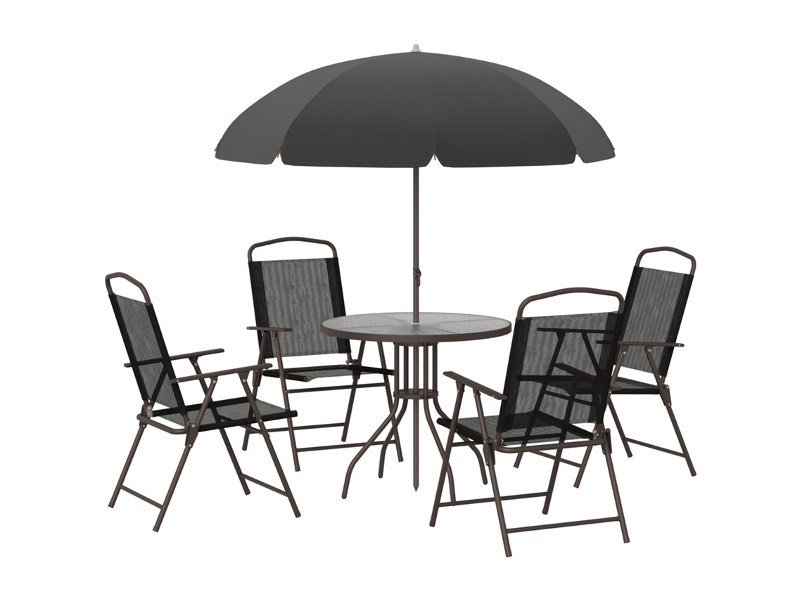 Conjunto de Móveis de Jardim Aço e Poliéster Cor Preto 80x80x69.5 cm Outsunny