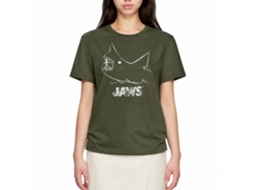 Rockinstone Jaws Movie Chalkboard Solid Military Green Adult T-shirt Size:xxxl
