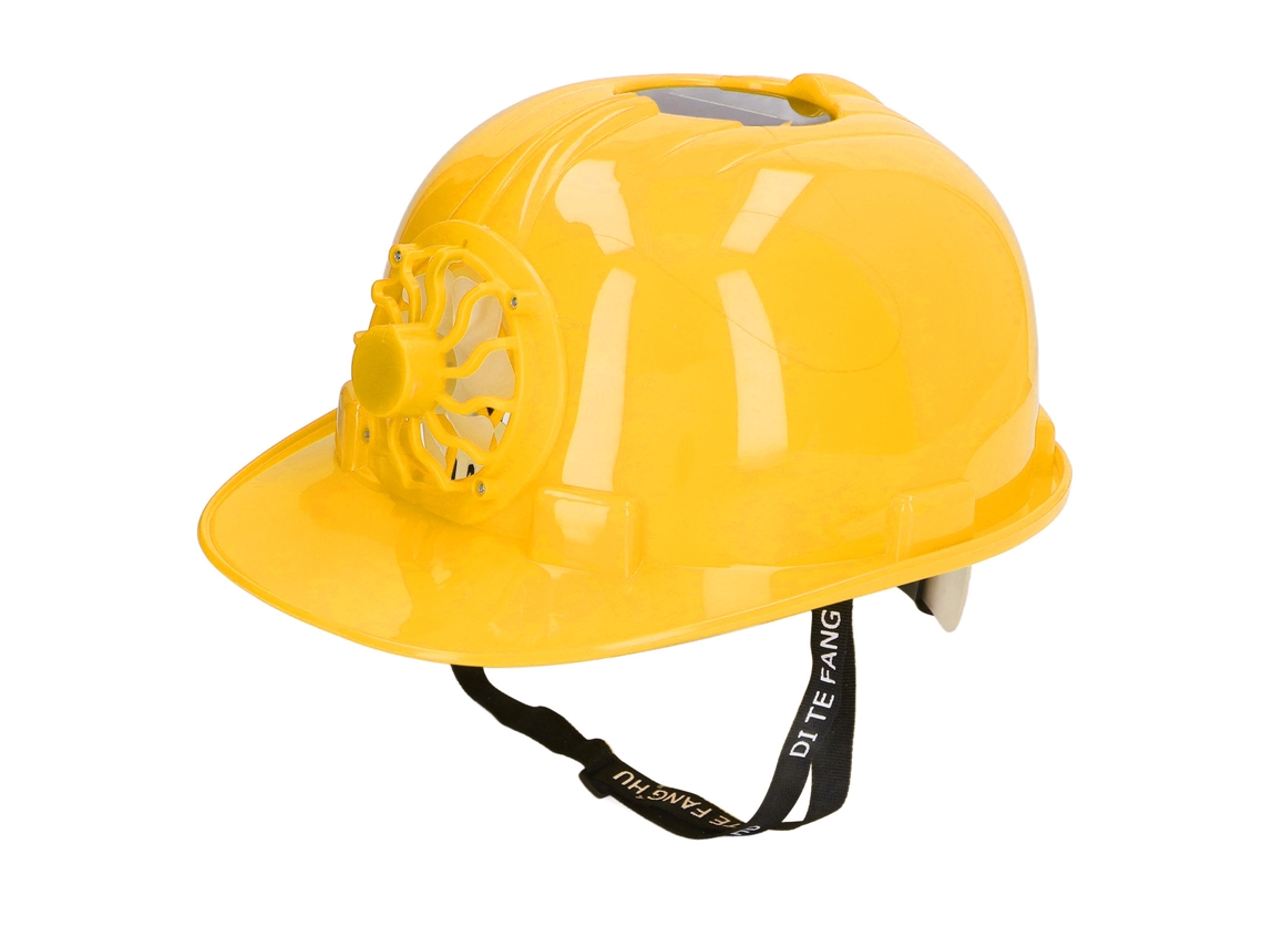 Capacete de Segurança com Ventilador Solar Plástico Ventilado Capacete Duro Amarelo para Trabalho Ao Ar Livre Verão