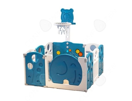 Parque C 75×110cm Modulável, Parque Dobrável Com Cesta De Basquete Com Mini Bola De Basquete, Parque Infantil Dobrável, Material Pe Azul. Confozen