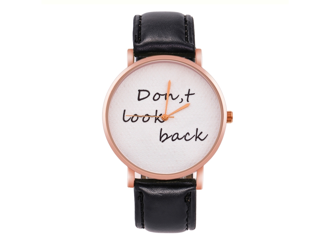 Reloj De Cuarzo Unisex Con Correa De Cuero Pu, Dial Con Letras, Casual (negro)