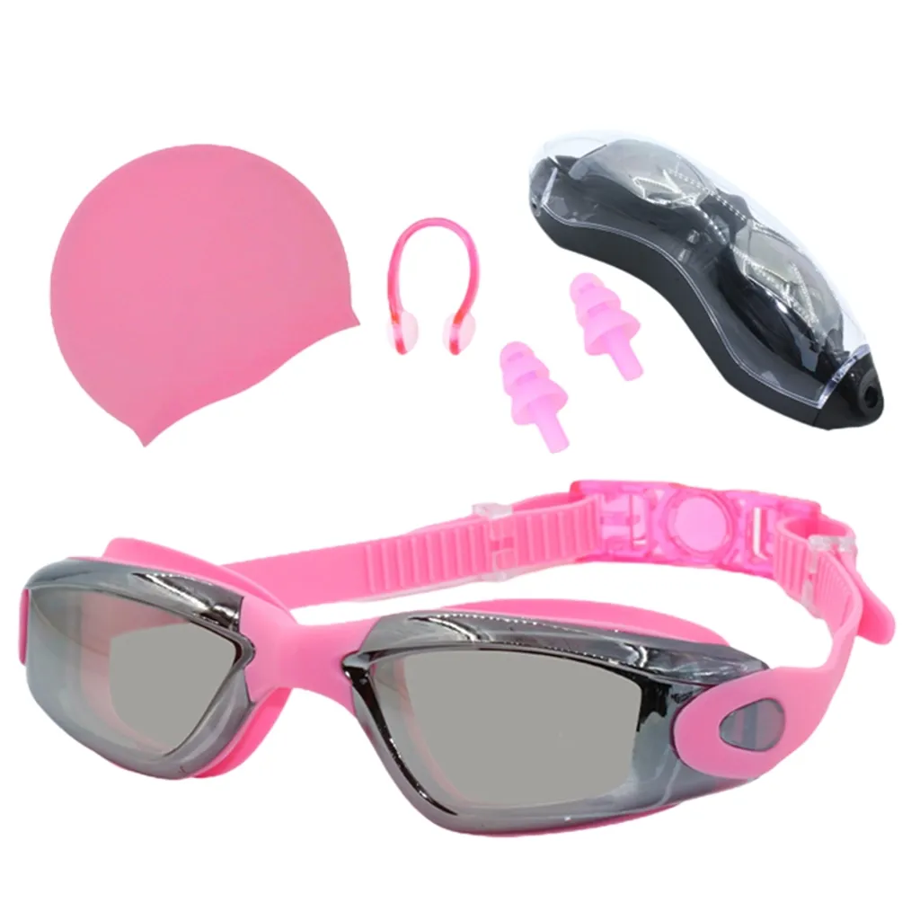 Óculos de Natação AQUAFORGE antiembaçante, lentes revestidas, proteção UV, antivazamento, para adultos, homens, mulheres e crianças, rosa