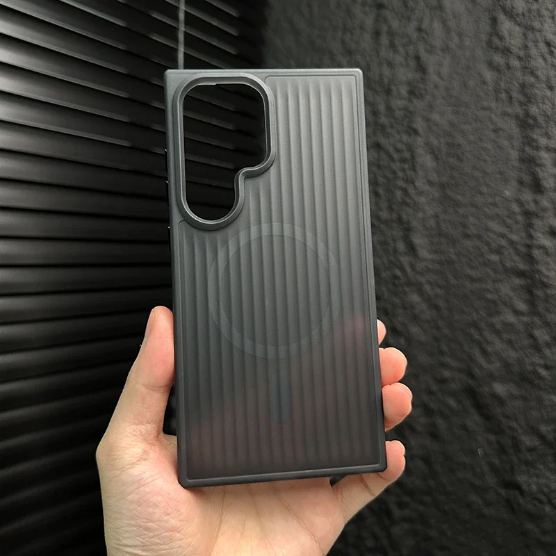 Capa Para Celular (preta/samsung S21) Semitransparente Com Listras Foscas, Carregamento Sem Fio, Resistente A Impactos