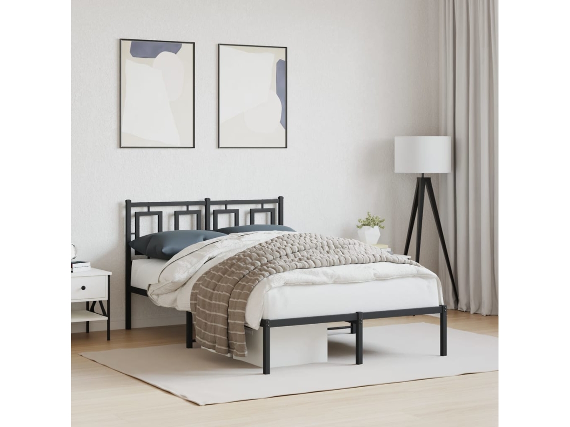 Estrutura De Cama Com Cabeceira 120x190 Cm Metal Preto