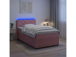 Vidaxl Cama Box Spring Com Colchão Rosa 120 X 200 Cm Veludo