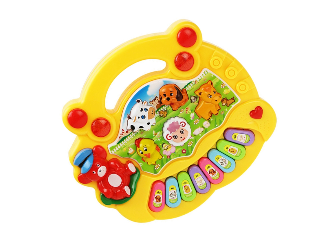 Primerox brinquedo Educativo Teclado Musical Eletrônico Infantil Animais de Fazenda Amarelo