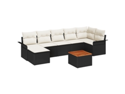 Conjunto 8 Conjunto De Sofá Modular Vidaxl Preto Vime Pe (297,5 X 132,5 X 69 Cm)