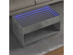 Vidaxl Mesa De Centro Luzes Led Infinity 90x50x50 Cm Cinzento Cimento