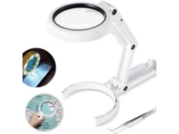 Lupa de Mão 5x 11x com Suporte Iluminado, Lupa de Leitura com Suporte Dobrável e 8 Luzes Led Para, Soldagem e Reparos BRILVIBERA