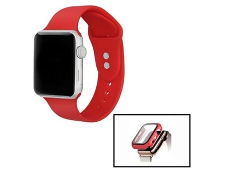 Kit Capa Anti-Impacto Pulseira Bracelete Smoothsilicone Apple Watch Series Se 44Mm ATYULNM Vermelho