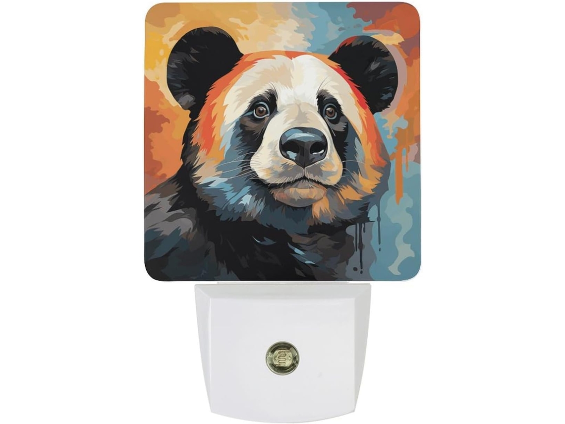 Luminária Noturna em Formato de Cabeça de Panda com Design Animado, Luminária Noturna LED com Sensor, Luminária Noturna Branca E