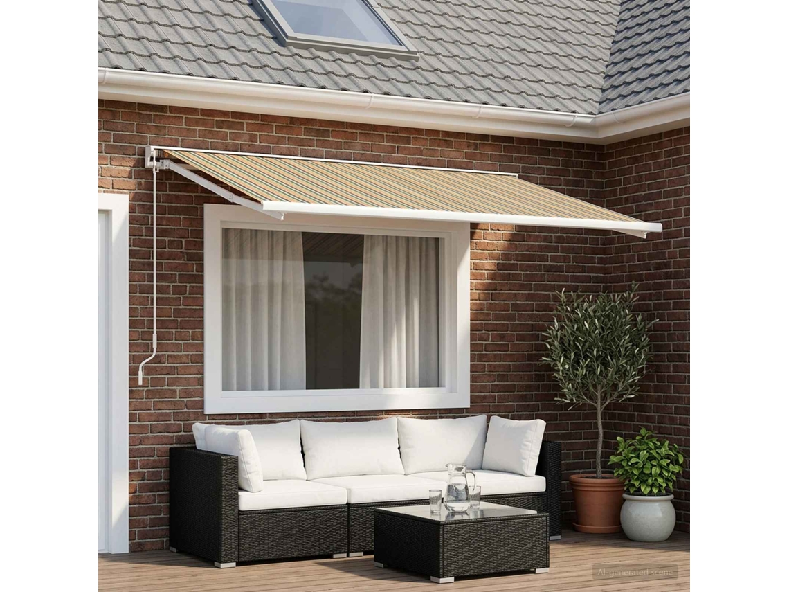 Vidaxl Tecido De Substituição Para Toldo Verde E Amarelo 600 × 300 Cm