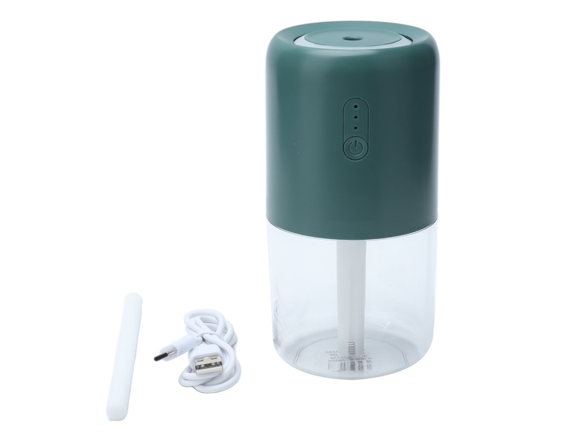 Humidificador Mini 280ml Neblina Fina Silencioso Luz Quente Usb para Carro Casa Escritório Verde | S/MARCA