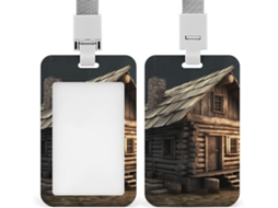 Suporte Crachá Cabana Na Montanha, Suporte Crachá Vertical, Capa Protetora Cartão Com Cordão, Estojo Plástico