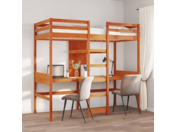 Cama Alta Sem Colchão 90x190 Cm Pinho Maciço Castanho-mel