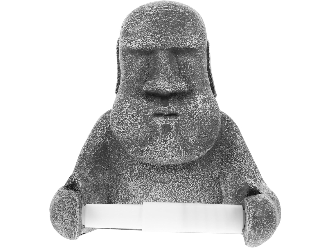 Porta Papel Higiênico Ukcoco Em Resina Com Design De Estátua Moai, Suporte Robusto Para Cozinha, Banheiro, Hotel E Mesa