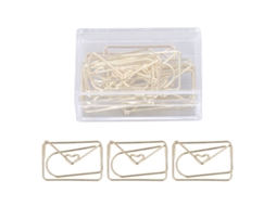 100 Clips De Papel Metálicos Dorados Antideslizantes Antirrojos Com Caixa Para Escritório E Envelopes