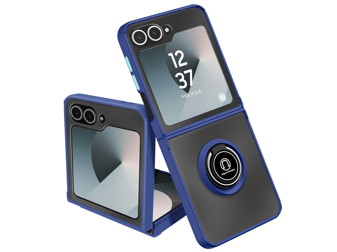 Capa Anel Bimaterial para Samsung Galaxy Z Flip 6 AVIZAR Azul