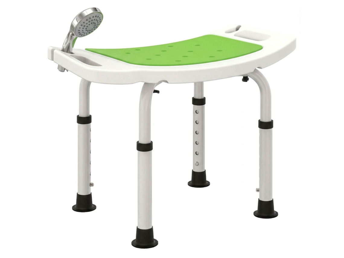 Banco Chuveiro Ajustável Carga 135kg Alumínio Hdpe, Verde