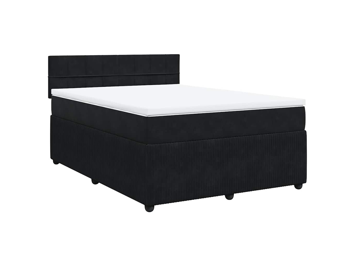 Cama com Molas/colchão 140x190 Cm Veludo Preto MAISON EXCLUSIVE