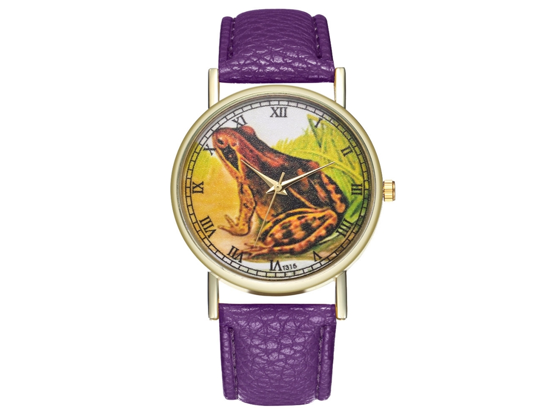 Reloj De Pulsera Analógico De Dial Redondo De Cuarzo Fashionable (morado)