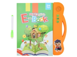 Livro eletrônico ATS com som e caneta de aprendizagem para crianças - Brinquedo educativo - Máquina de leitura infantil laranja
