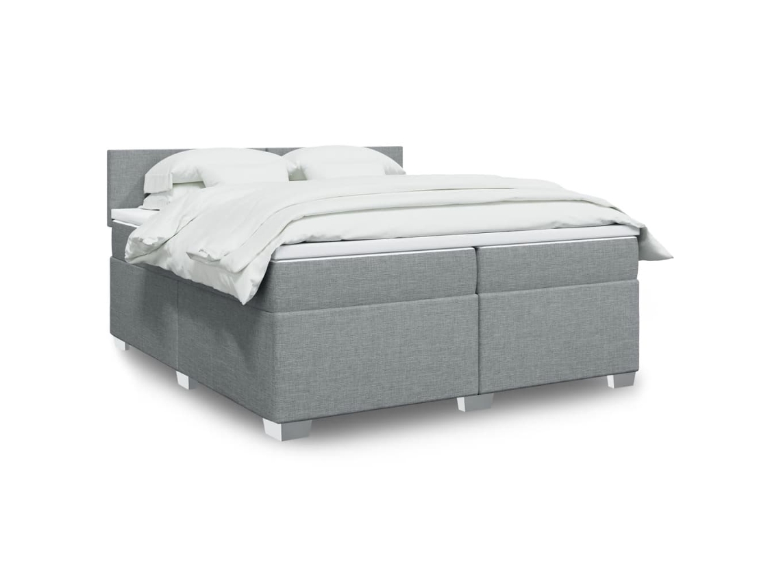 Vidaxl Cama Com Molas/colchão 200x200 Cm Tecido Cinza-claro