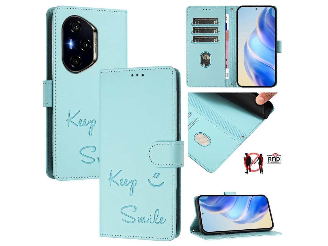 Capa De Couro Para Celular Com Rfid E Relevo Smile