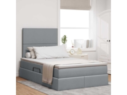 Vidaxl Cama Com Arrumação E Colchão Cinzento-claro 120 X 200 Cm Tecido