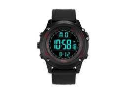 Relógio esportivo eletrônico masculino com pulseira de silicone e visor digital, vermelho.