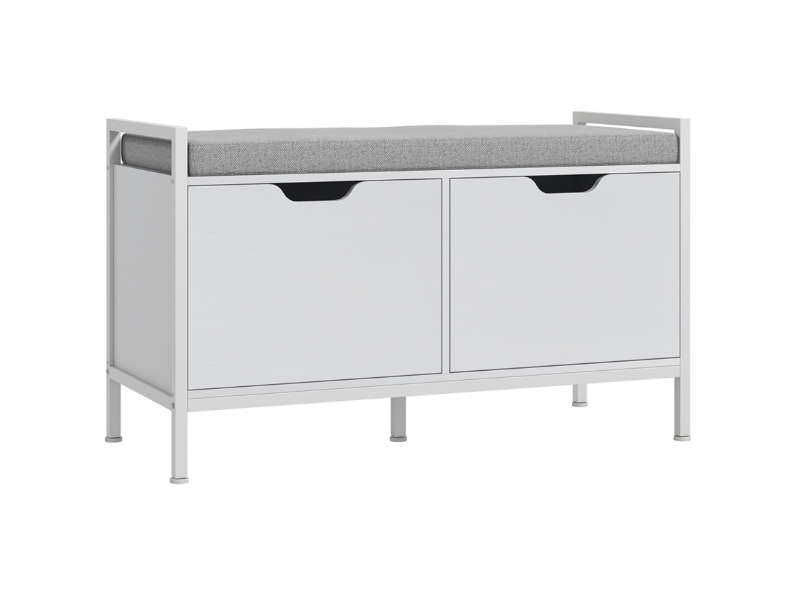 Banco para Sapatos com Assento Acolchoado (4 Pares, 84x35x50 Cm, Branco)