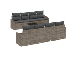 Conjunto 9 Conjunto De Sofá De Jardim Vidaxl Cinzento Vime Pe (55 X 55 X 37 Cm)