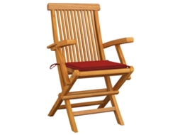 Maison Exclusive - Cadeiras De Jardim C/ Almofadões Vermelhos 3 Pcs Teca Maciça