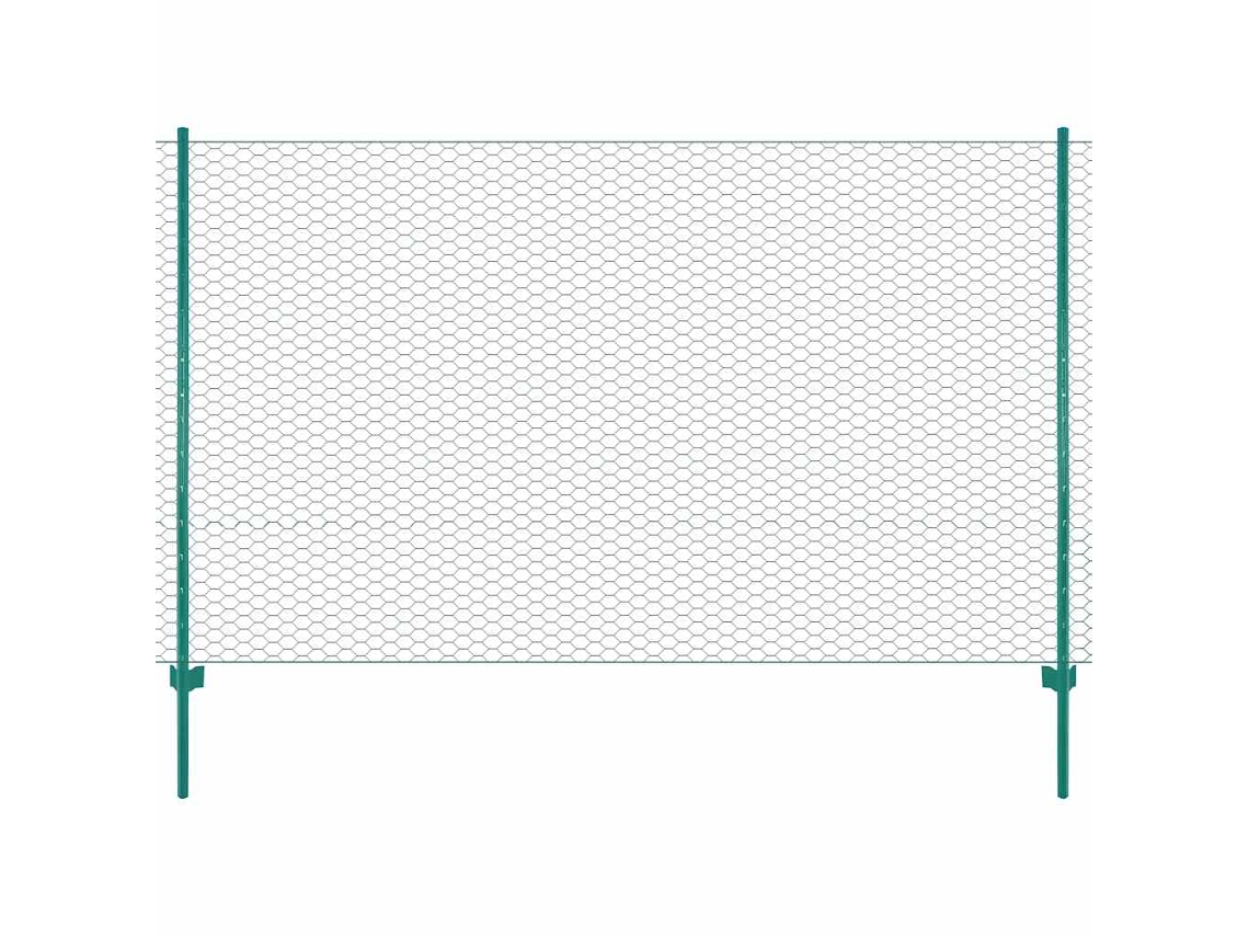 Vidaxl Cerca De Arame Com Postes Aço 25x2 M Verde