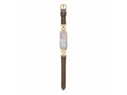 Bracelete de Couro Genuíno Conector em Forma de D Ajustável para Xiaomi Mi Band 3/4 Ouro/Taupe