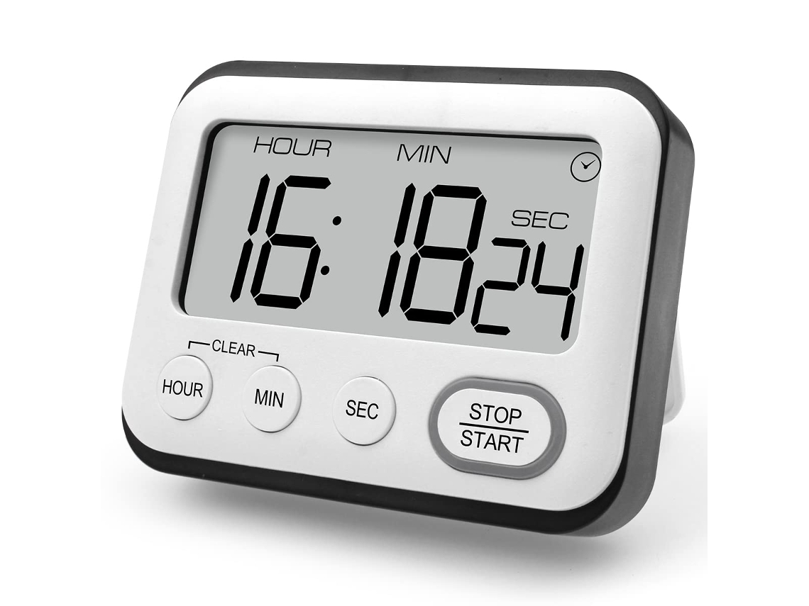 Temporizador de Cozinha Multifuncional LYYTUNG, com Relógio, Alarme, Cronômetro e Tela LCD