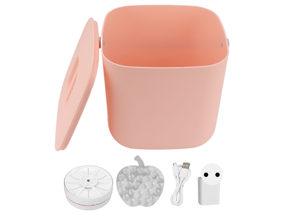 Máquina de Lavar Frutas Vegetais e Pratos Mini Ultrassom Balcão Rosa | S/MARCA