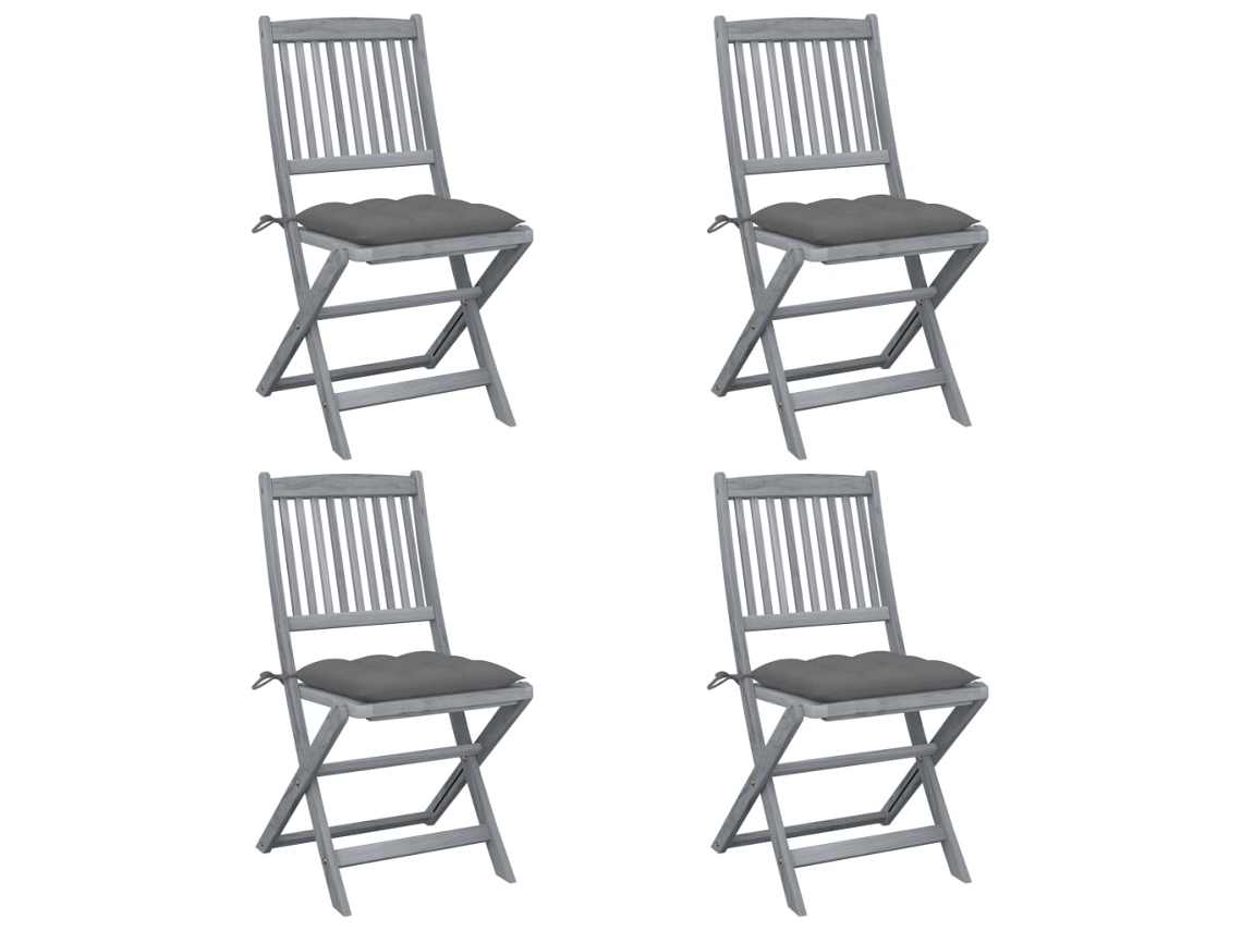 Cadeiras Externas Dobráveis C/ Almofadões 4 Pcs Acácia Maciça Dkd Home Decor